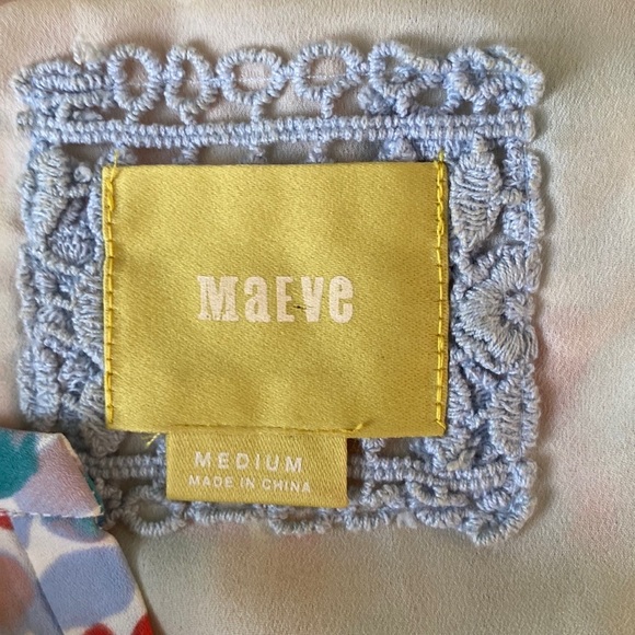 Maeve Anthro Watercolor Pastel Orange Blue Dot Flutter Sleeve Cutout Dress - M - Picture 11 of 14